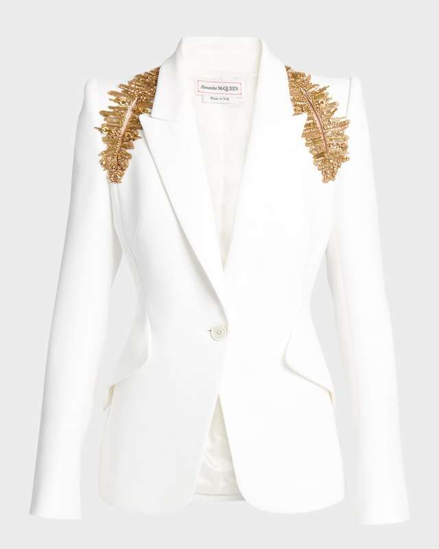 Embellished Cutout Shoulder Blazer